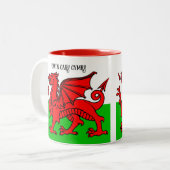 Aangepaste tekst Welsh vlag Tweekleurige Koffiemok (Voorkant links)