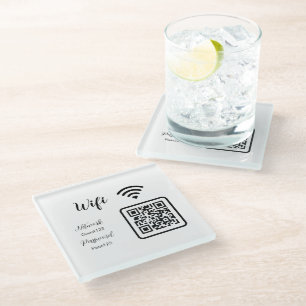Aangepaste tekst Wifi-wachtwoordnetwerk voor QR-co Glazen Onderzetter