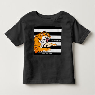 Aangepaste tekst/Wild Tiger Rawr Zoo Cat Stripes Kinder Shirts