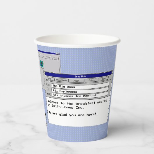 Aangepaste tekst Windows 95 Computer Business Meet Papieren Bekers (Achterkant)