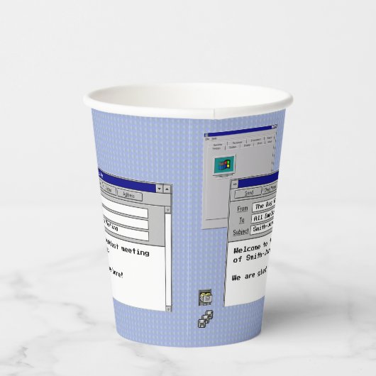 Aangepaste tekst Windows 95 Computer Business Meet Papieren Bekers (Rechts)