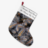 Aangepaste tekst Winter Evergreen Pine Spruce Blue Grote Kerstsok (Voorkant (Hangend))