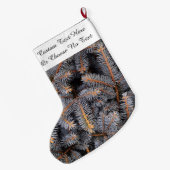 Aangepaste tekst Winter Evergreen Pine Spruce Blue Grote Kerstsok (Achterkant (Hangend))