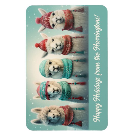 Aangepaste tekst Winter Lamas Magneet (Verticaal)