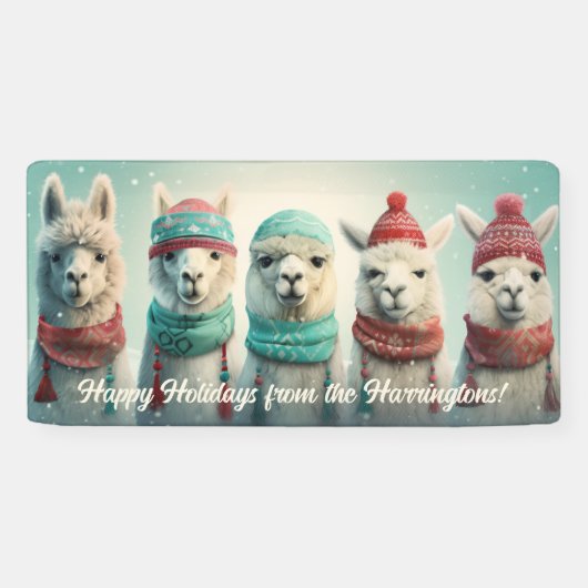 Aangepaste tekst Winter Lamas Spandoek (Horizontaal)