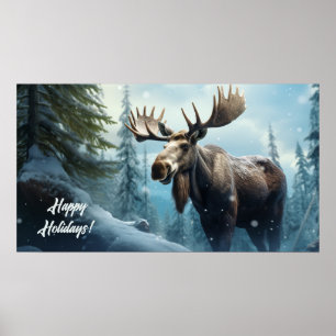 Aangepaste tekst Winter Moose Poster