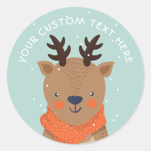 Aangepaste tekst Winterdeerstickers Ronde Sticker
