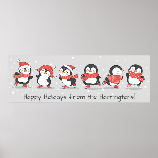 Aangepaste tekst Winterpinguïns Poster (Voorkant)