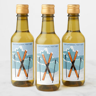 Aangepaste tekst wintersporten wijn etiket