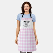 Aangepaste tekst Wit en Roze Buffel Plaid Schort (Gedragen)