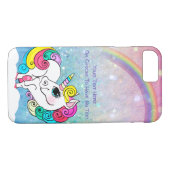 Aangepaste tekst/ Witte Unicorn regenbooglitterree Case-Mate iPhone Case (Achterkant (Horizontaal))