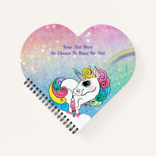 Aangepaste tekst/ Witte Unicorn regenbooglitterree Notitieboek