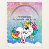 Aangepaste tekst/ Witte Unicorn regenbooglitterree Planner (Voorkant)