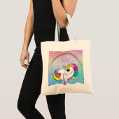 Aangepaste tekst/ Witte Unicorn regenbooglitterree Tote Bag (Voorkant (product))