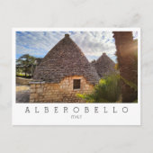 Aangepaste tekst, woningen in Alberobello, Briefkaart (Voorkant)