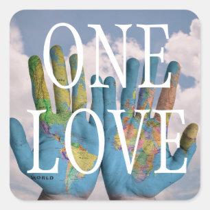 Aangepaste tekst World Peace Wereldbol kaart op ha Vierkante Sticker