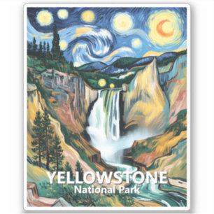 Aangepaste tekst Yellowstone Falls Van Gogh Kleurr Sticker