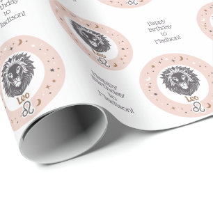 Aangepaste tekst Zodiac Sign Leo Cadeaupapier