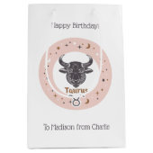 Aangepaste tekst Zodiac Sign Stier Medium Cadeauzakje (Voorkant)