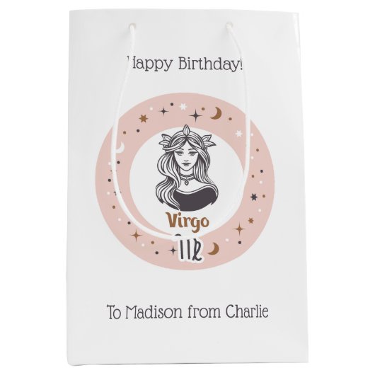 Aangepaste tekst Zodiac Sign Virgo Medium Cadeauzakje (Voorkant)