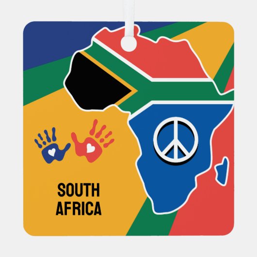 Aangepaste tekst Zuid-Afrika Metalen Ornament (Achterkant)