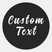 Aangepaste tekst zwart, klassieke ronde sticker (Voorkant)
