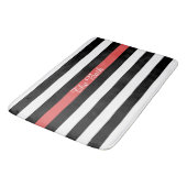 Aangepaste tekst zwart rood en wit striped badmat (Gekanteld)