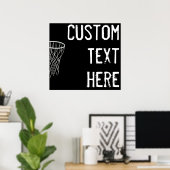 Aangepaste tekst zwart-wit Basketball Player-poort Poster (Thuiskantoor)