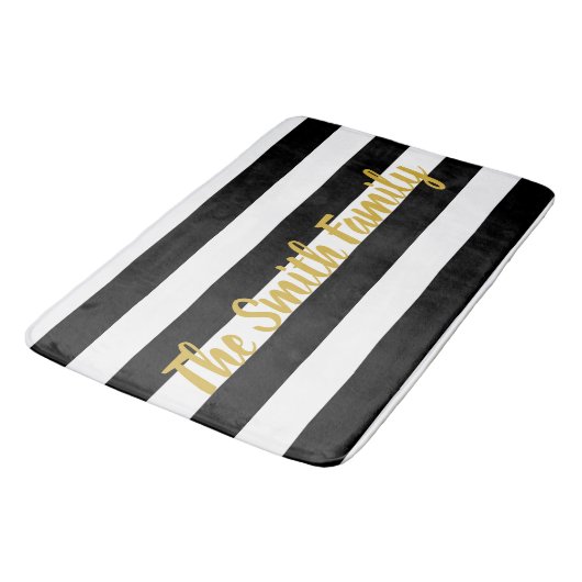 Aangepaste tekst Zwart-wit Gestreept patroon Badmat (Gekanteld)