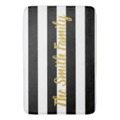 Aangepaste tekst Zwart-wit Gestreept patroon Badmat (Voorkant Verticaal)