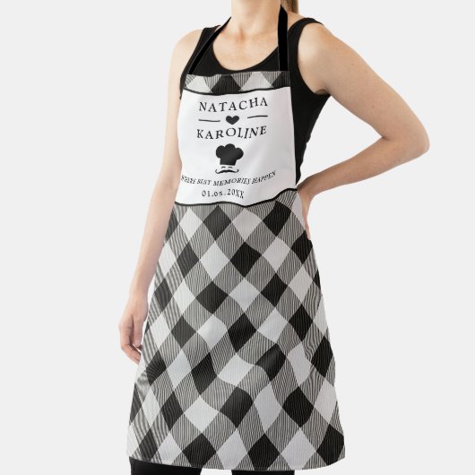 Aangepaste tekst, zwart-witte keuken schort (Insitu)