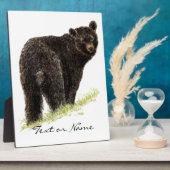 Aangepaste tekst zwarte Beer Dierlijke Natuur Fotoplaat (Zijkant)