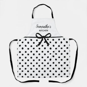 Aangepaste tekst zwarte witte poka dots Cute Kitch Schort
