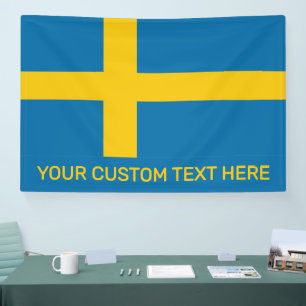 Aangepaste tekst Zweedse vlag Spandoek