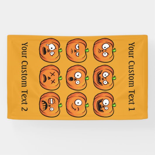 Aangepaste tekstbanner voor Halloween Pumpkins 1 Spandoek (Horizontaal)
