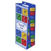 Aangepaste tekstcyclonen blauw wijn cadeautas (Voorkant Gekanteld)