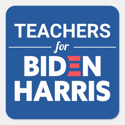 Aangepaste tekstdocenten voor Biden Harris Blue Su Vierkante Sticker (Voorkant)