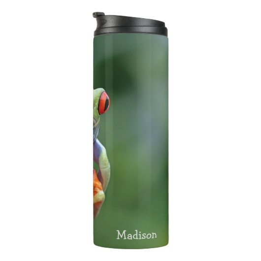 Aangepaste tekstekstkikker thermosbeker (Geroteerd rechts)