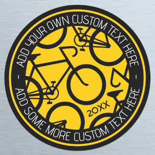 Aangepaste tekstfiets, geel en zwart ronde sticker