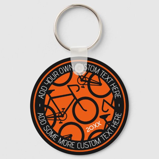 Aangepaste tekstfiets Oranje en zwart Sleutelhanger (Voorkant)