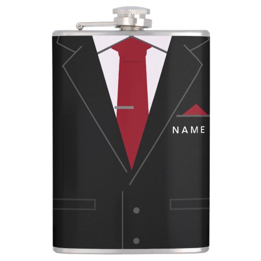 Aangepaste tekstfles met bedrijfsset en Stropdas Heupfles (Voorkant)