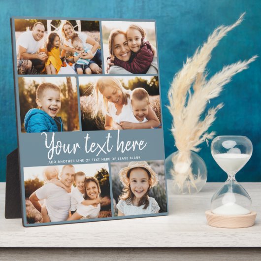 Aangepaste tekstfoto Collage Modern Blue Keepomwil Fotoplaat (Zijkant)