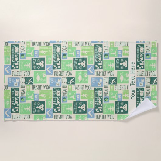 Aangepaste teksthanddoek voor Yoga Pattern Strandlaken (Voorkant)