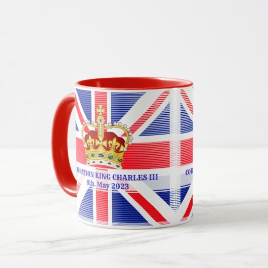 Aangepaste teksthoek van koning Charles III Two-T Mok (Voorkant links)