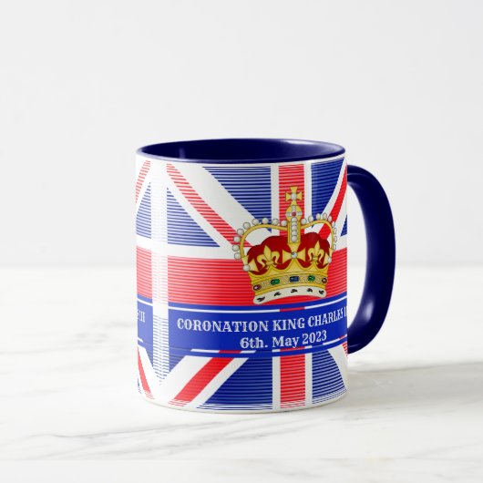 Aangepaste teksthoek van koning Charles III Two-T Mok (Voorkant rechts)