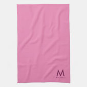 Aangepaste tekstkleur Elegant Roze Sjabloon Monogr Theedoek (Verticaal)