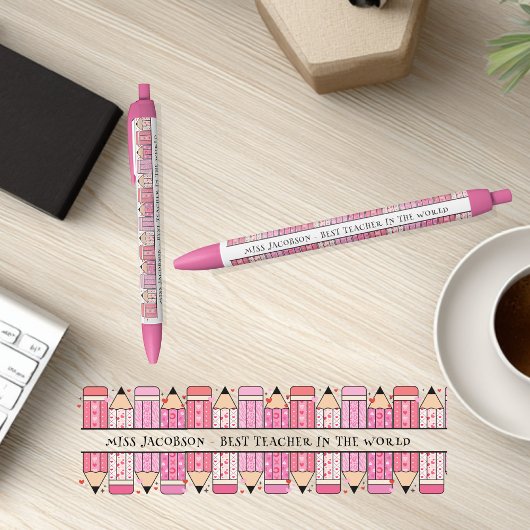 Aangepaste tekstleraar zwarte inkt pen