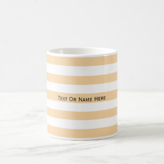 Aangepaste tekstnaam Champagne Pink & White Stripe Koffiemok