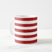Aangepaste tekstnaam Cornell Red & White Stripes Koffiemok (Voorkant links)