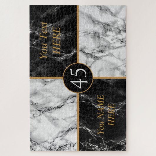 Aangepaste tekstnaam Jigzaag Puzzle Black Witte ma Legpuzzel (Verticaal)